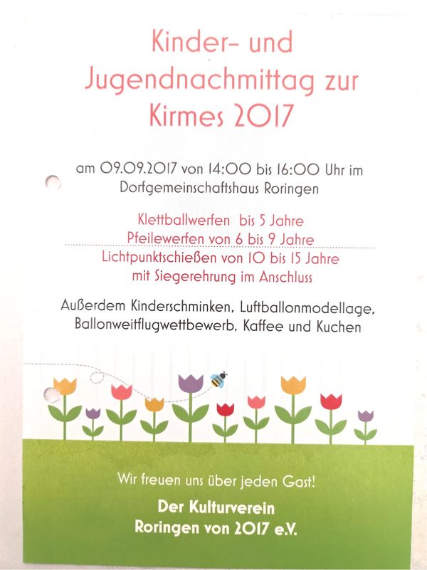 Kinder- & Jugendnachmittag Kirmes Roringen 2017