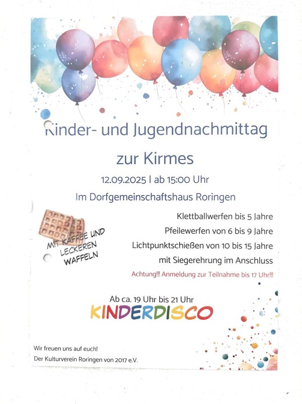 Kinder- & Jugendnachmittag Kirmes Roringen 2025