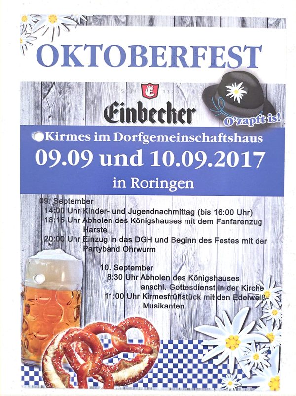 Kirmes Roringen 2017, Oktoberfest-Plakat