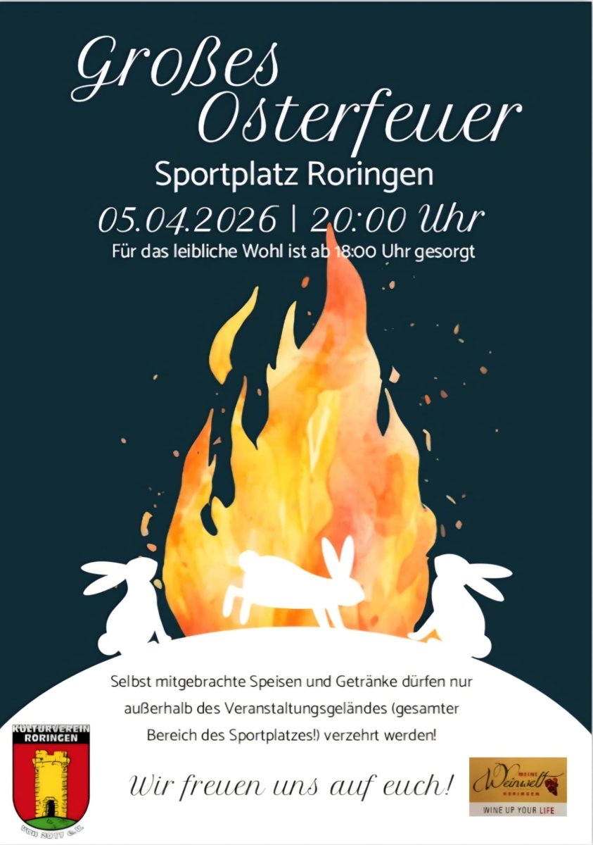 Plakat Osterfeuer in Roringen